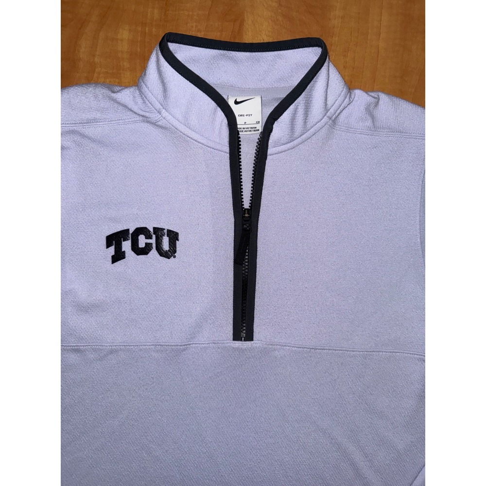 Nike TCU Horned Frogs Dri-FIT Quarter Zip Pullover Lavender Purple Mens Small - Picture 4 of 5